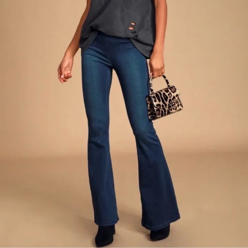 Free People Flared Blue Jeans